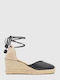 Carina 6 Women's Leather Platform Espadrilles Black