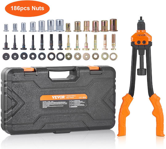 Vevor Rivet Nut Tool Riveter Set 40.6 Cm 13 Pieces Metric SAE Mandrels 186 Pieces Rivet Nuts M3 M4 10-24 M5 M6 1/4-20 8-32 5/16-18 M8 3/8-16 M10 M12 1/2-13 Carrying Case Mlmqwsbs16yc3fc0wv