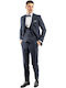 Men's Suit with Vest Slim Fit Navy