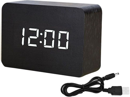 Uncle George Tabletop Digital Clock LED Wooden with Alarm Clock 01 06 04 0002 BLK Various Colors