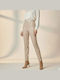 Women's High-waisted Fabric Trousers Loose Fit Beige
