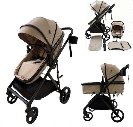 ForAll Fun Baby Star Verstellbar 3 in 1 Baby Kinderwagen Geeignet für Neugeborene Beige