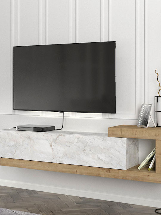 TV Stand Volare Made of Metal & Wood White Marb...