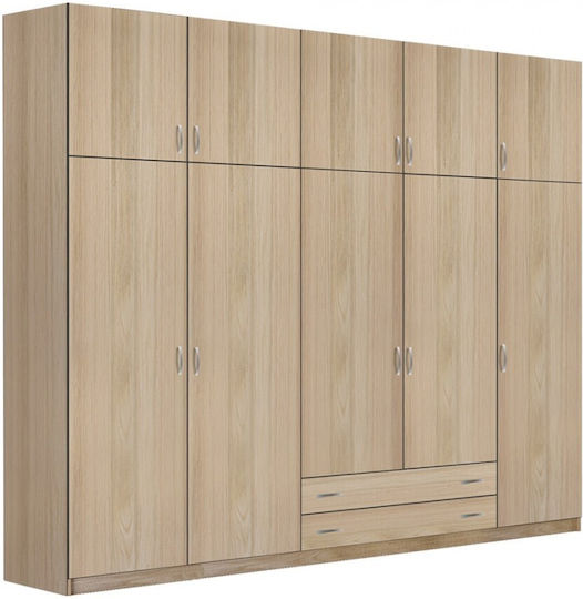 Cinci uși Dulap de Haine cu Spațiu de Depozitare Λάττε 252x60x233cm