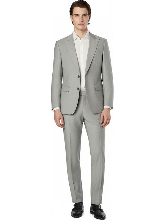 Boss Men's Winter Suit Slim Fit Open Grey
