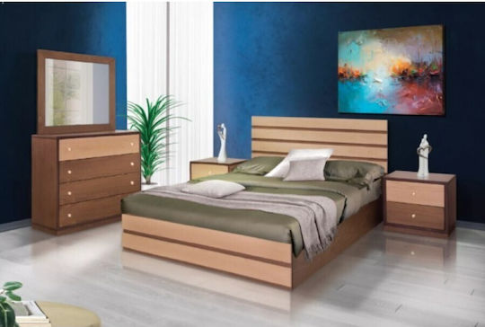 Set De Mobilier Pentru Dormitor Stejar Fag 140x190cm 5 Bucăți