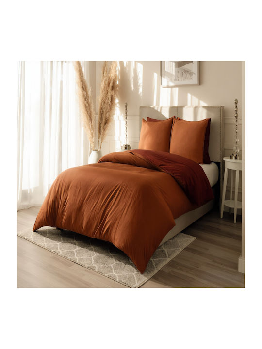 MayHome Duvet Cover Set Cotton Single with Pillowcase 160x240 Dark Terracotta