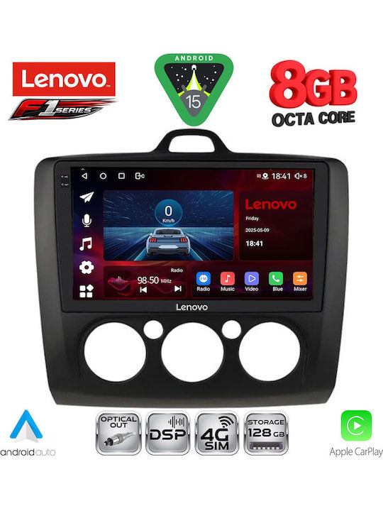 Lenovo Car Audio System for Ford Focus 2005-2012 with A/C (Bluetooth/USB/WiFi/GPS/Apple-Carplay/Android-Auto) with Touch Screen 9"