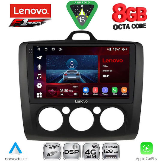 Lenovo Ηχοσύστημα Αυτοκινήτου για Ford Focus 2005-2012 με A/C (Bluetooth/USB/WiFi/GPS/Apple-Carplay/Android-Auto) με Οθόνη Αφής 9"