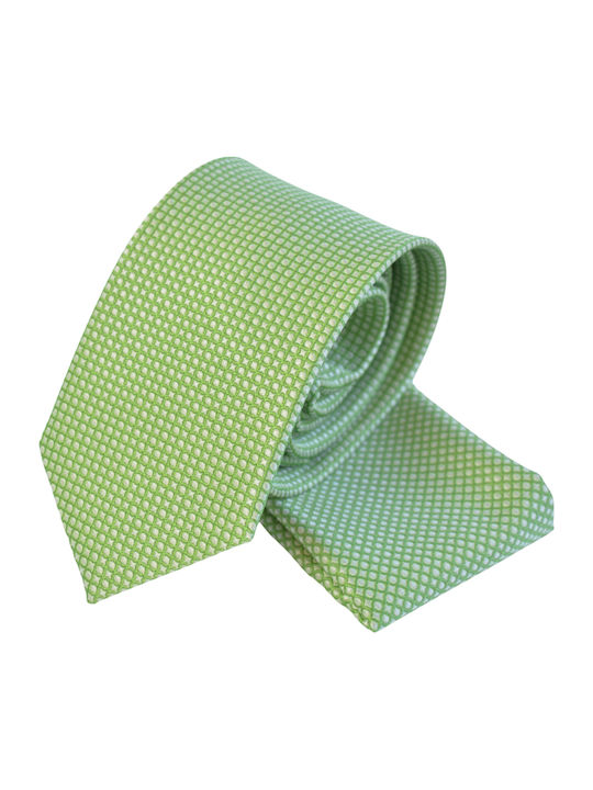 Messaggero Men's Tie Set Silk Printed in Green Color