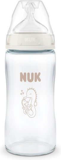 Nuk Γυάλινο Μπιμπερό First Choice+ Κατά των Κολικών με Θηλή Σιλικόνης για 3+ μηνών Λευκό 240ml