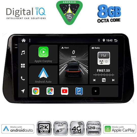 Digital IQ Car Audio System for Hyundai iX45 Santa Fe 2018-2023 Bluetooth USB Wi-Fi GPS Apple CarPlay with 10 Inch Touch Screen DIGITAL IQ BXK 20238B CPAA