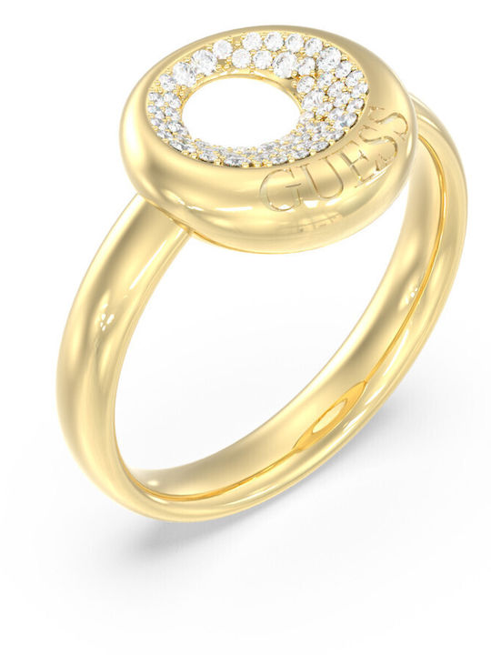 Guess Ring with Stones made of Steel Gold Plated