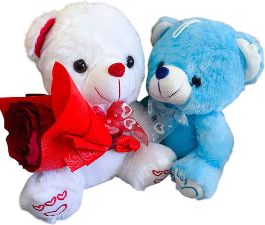 All Saints Red Rose White Pink Teddy Bear H 23 Cm Milvaflowers