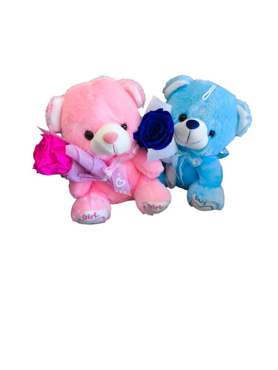 All Saints Blue Fuchsia Rose Light Blue Pink Bear H 23 Cm Milva Flowers