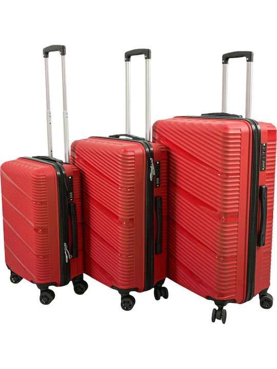 Куфари Light Red с 4 колела Комплект 3бр PP8027A-BRIGHT-RED-VALITSES