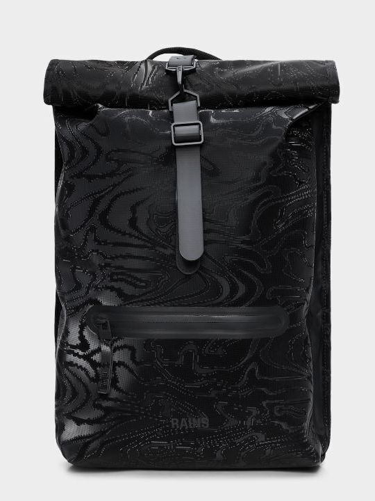 Rains Rolltop Rucksack Μαύρο