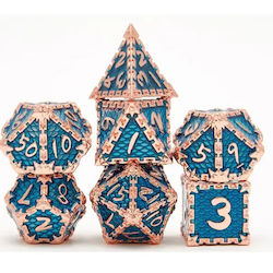Suegao Set 7 Dragon Scale Solid Metal Dice Role-playing Games Blue Copper Suegao Set 7 Dragon Scale Solid Metal Dice Role-playing Games Blue Copper
