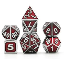 Suegao Set 7 Solid Metal Dice Raised Numbers Role-playing Games Red Silver Suegao Set 7 Solid Metal Dice Raised Numbers Role-playing Games Red Silver
