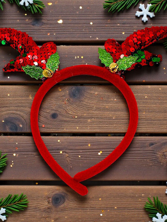 Christmas Red Reindeer Headband Red Sequins 1epx3191