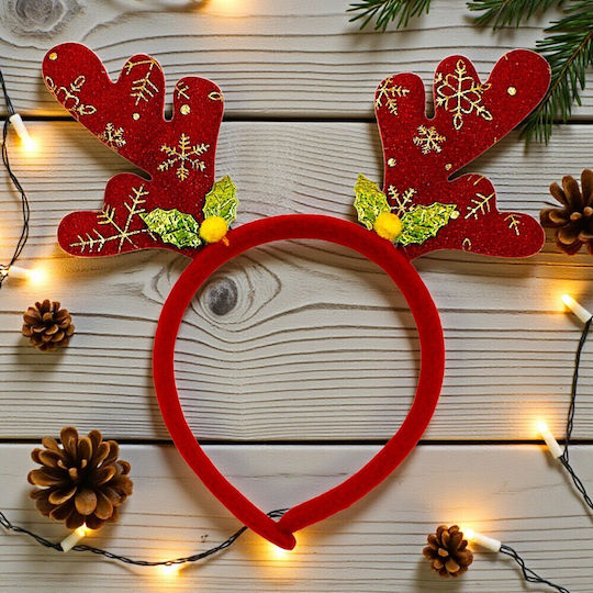 Christmas Reindeer Headband Gold Snowflakes 1epx3170