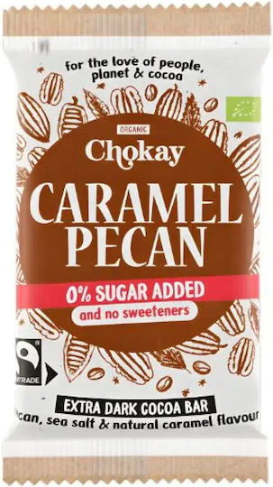 Organic Vegan Dark Chocolate Pecans & Caramel Gluten Free Sugar Free Lactose Free Chokay 70gr