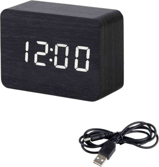 Uncle George Tabletop Digital Clock LED Wooden with Alarm Clock Black 01.06.04-0003-BLK