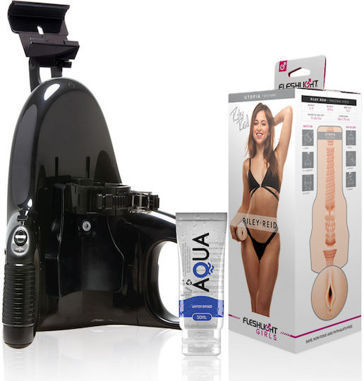 Fleshlight Вагина Riley Reid Utopia + Universal Launch + Aqua Качествен Лубрикант 50 Мл