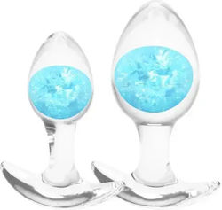 Cosmic Glams 2-piece Kit Σετ Πρωκτικές Σφήνες Υγρής Σιλικόνης Γυάλινη Μπίλια Μπλέ