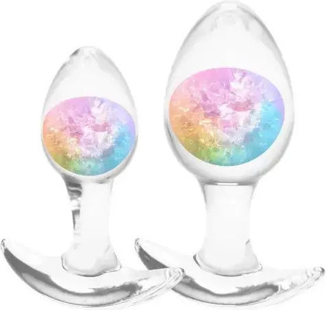 Cosmic Glams 2-piece Rainbow Kit Σετ Πρωκτικές Σφήνες Υγρής Σιλικόνης Γυάλινη Μπίλια