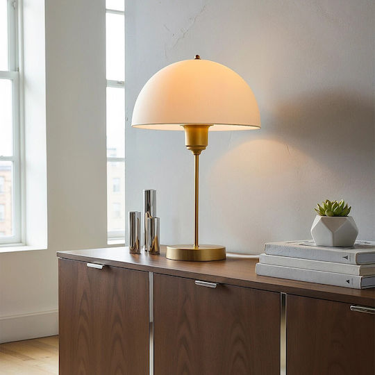GloboStar GAZETA Plastic Vintage Table Lamp for Socket E27 with White Shade and Gold Base