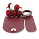 Knitted Bag Set Magnolia Burgundy Leatherette D17 Silver Metal Components