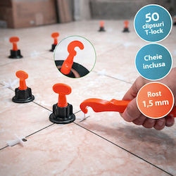Pro Ceramic Tile Leveling System 50 T-lock Clips Included Key 1.5 Mm Joint