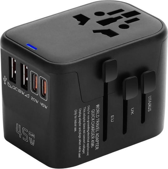 Steckdosenadapter von England auf Universal mit 4 USB-Anschlüssen
