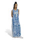 Summer Maxi Athletic Dress T-Shirt Short Sleeve Dark Blue