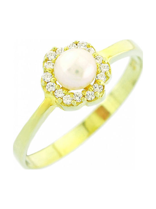 Mertzios.gr Damen Ring mit Perlen aus Gold 9K