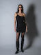Summer Mini Evening Dress Open Back Black