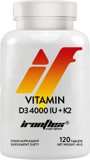 Ironflex Nutrition Vitamin D3 + K2 Βιταμίνη για Ενίσχυση του Ανοσοποιητικού & την Υγεία των Οστών 4000iu 90 μαλακές κάψουλες