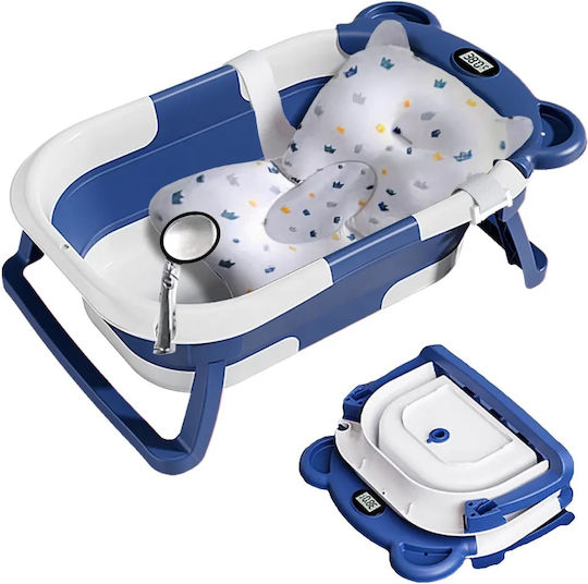 Little Mom Faltbare Babybadewanne mit Thermometer Blau