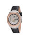 Men's Watch 42mm Battery with Black Leather Strap