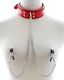 Smd Nachtschicht Nipple Clamps And Collar Chain BDSM Set Nipple Clamps Collar Chain Black Red