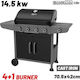 Bormann BBQ6041 Gasgrill Gusseisen Rost 70.5cmx42cmcm mit 4 cm und Seitenbrenner