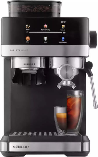 Sencor Automatische Espressomaschine Eingebaut 1350W Druck 20bar mit Mahlwerk Gray SES 5000SS