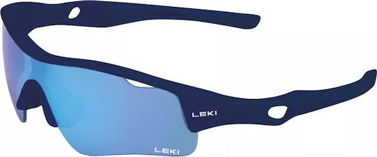 Leki Cycling Glasses with Blue Frame & Transparent Lenses