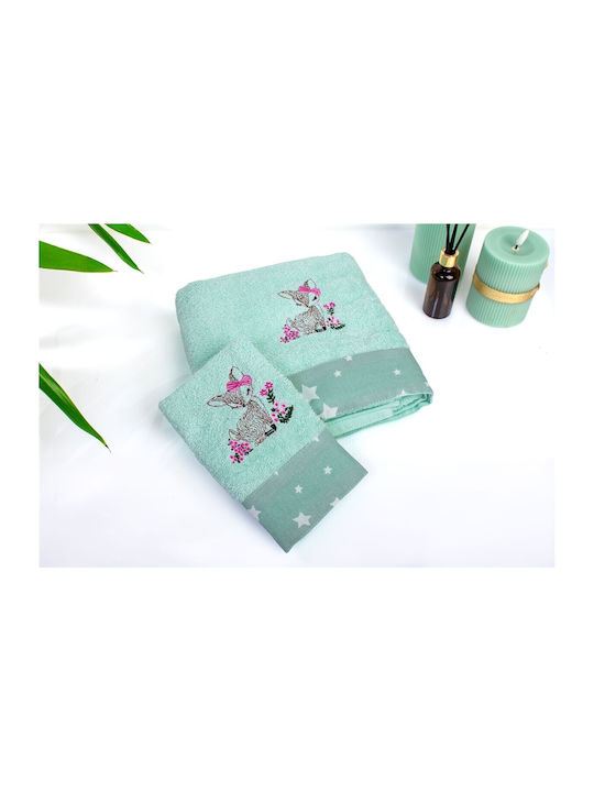 Dimcol Set of baby towels 2pcs Deer Mint Weight 400gr/m²