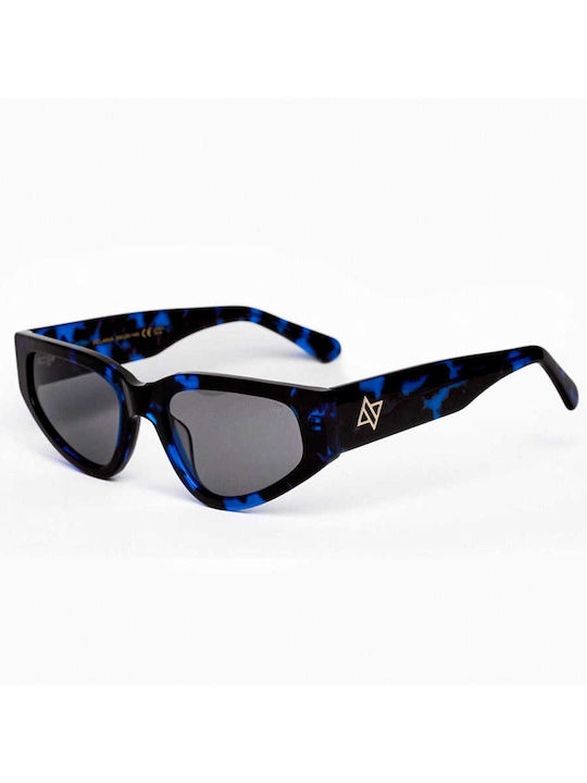 AV Sunglasses Melania Unisex Sunglasses with Brown Horn-Rimmed Frame and Gray Lenses 122-MELANIA Blue