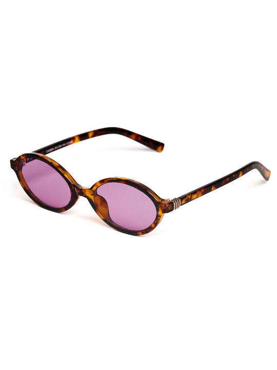 AV Sunglasses Unisex Sunglasses with Brown/Pink Horn-Rimmed Frame