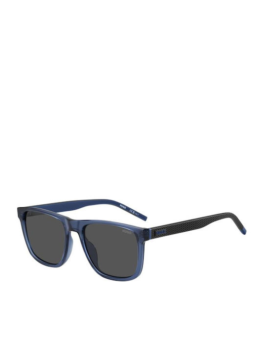 Boss Unisex Sunglasses with Blue Horn-Rimmed Frame and Blue Lens HG 1391 G