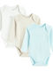 Cool Club Baby Bodysuit Set Long-Sleeved with Pants White, Light Blue, Beige 3pcs