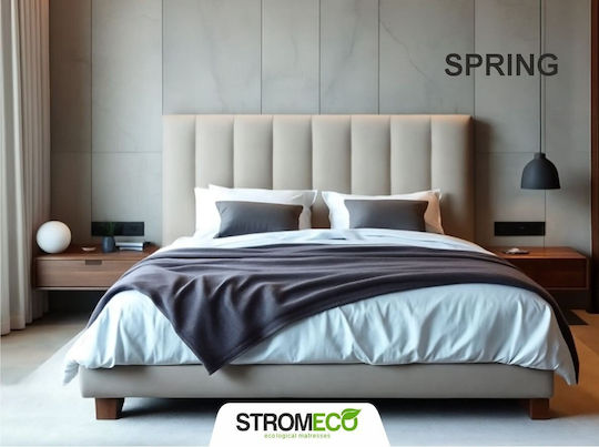 Spring Κρεβάτι Υπέρδιπλο Επενδυμένο με Ύφασμα Μπεζ για Στρώμα 170x190cm